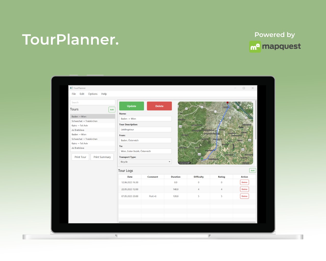 Tourplanner screenshot